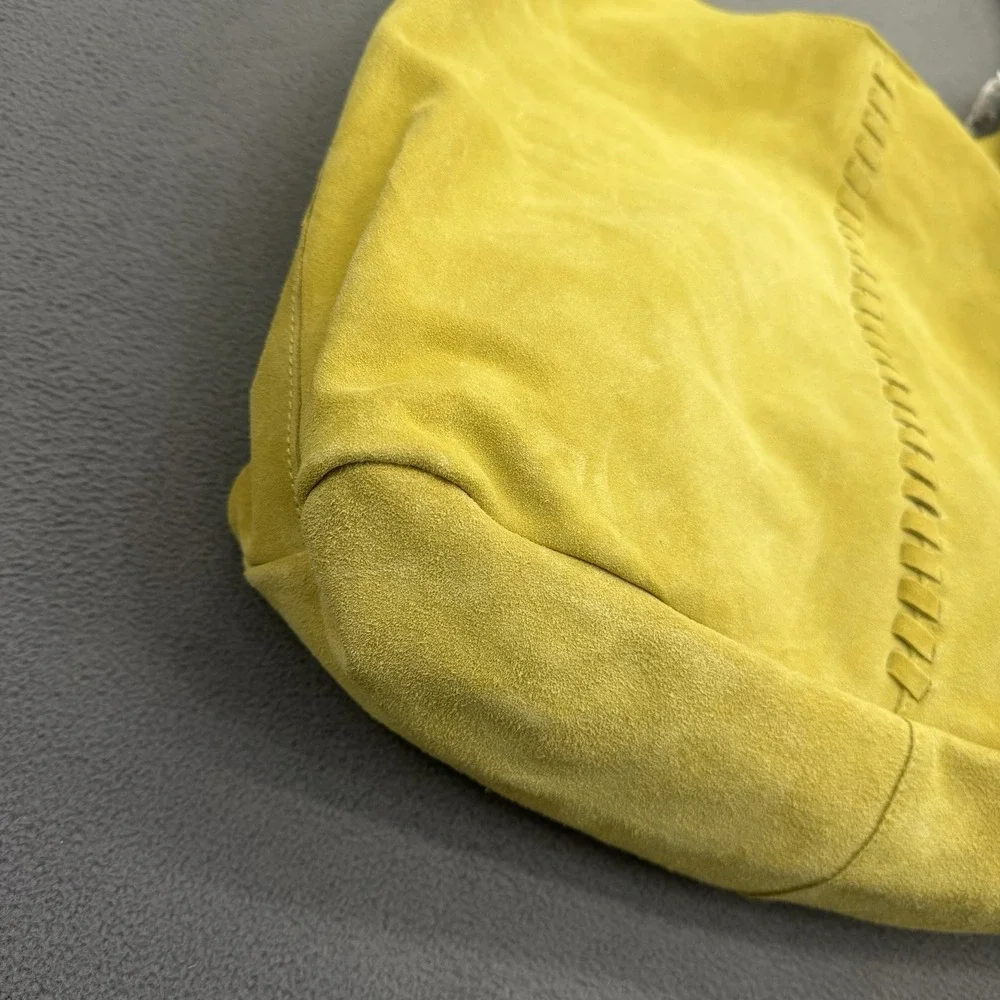 Haute Hippie Leather Festival Suede Leather Hobo Chartreuse Purse Bag Pouch New
